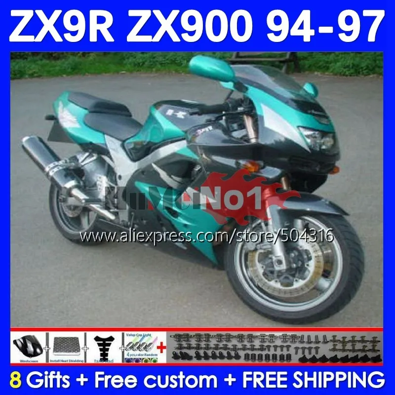 

Body Kit For KAWASAKI NINJA ZX-9R 900CC ZX 9 R 9R 900 CC 75MC.32 ZX9R 94 95 96 97 ZX900 1994 1995 1996 1997 Fairing Glossy cyan