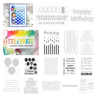 2022 new birthday cake balloon party metal cutting dies stamps embossing stencil making diy scrapbooking diary card handmade