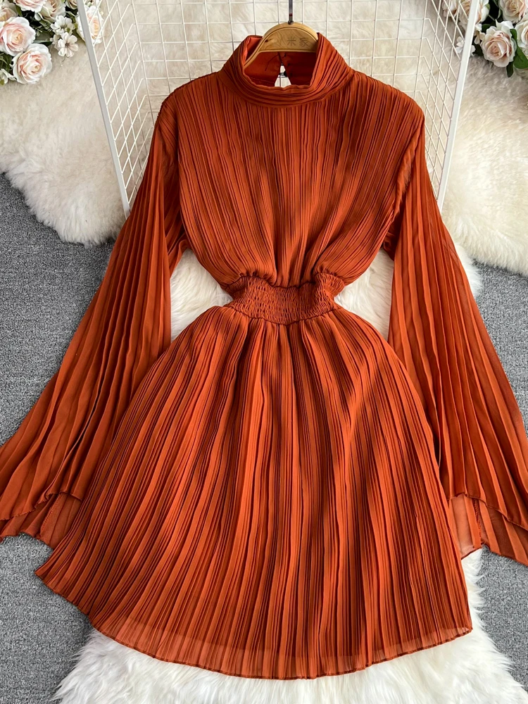 

Женское шифоновое платье-пуловер Aibeautyer, повседневное однотонное облегающее платье трапециевидной формы с круглым вырезом, длиной до середины икры, на весну-лето
