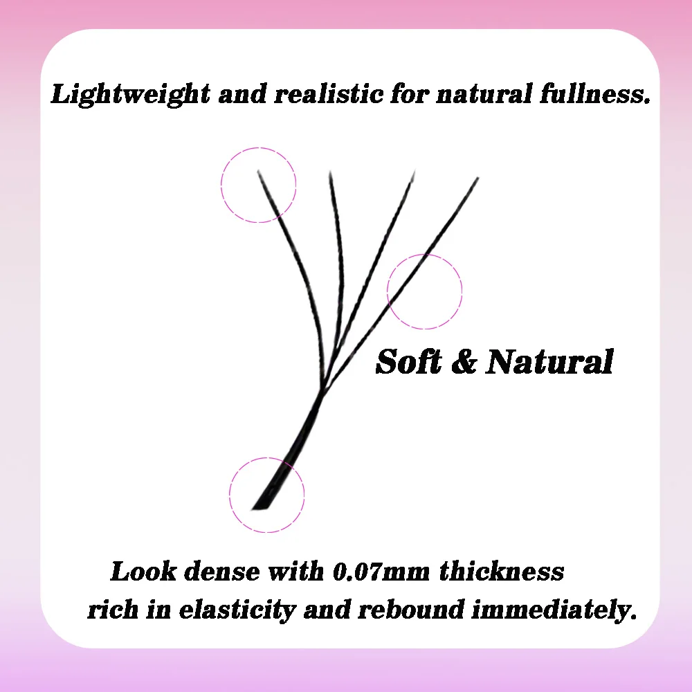 Фото Накладные ресницы Qbeautylashes 4D W-образной формы, готовые пучки Easy Fan, объемные, мягкие, с изгибом C/D, 0.07мм №2