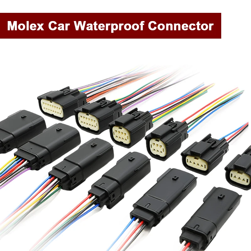 

1 Set 3 4 6 8 12 16 Pin Way Molex Car Waterproof Connector Tail Lamp Male Female Socket Plug with cable 33471-0301 33472-0601