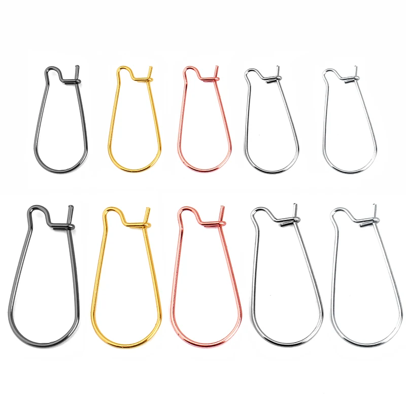 

50pcs/lot 20mm 25mm Stainless Steel Silver Gold Hoop Earring Ear Hook Components Kidney Ear Wires Jewelry Making DIY Findings