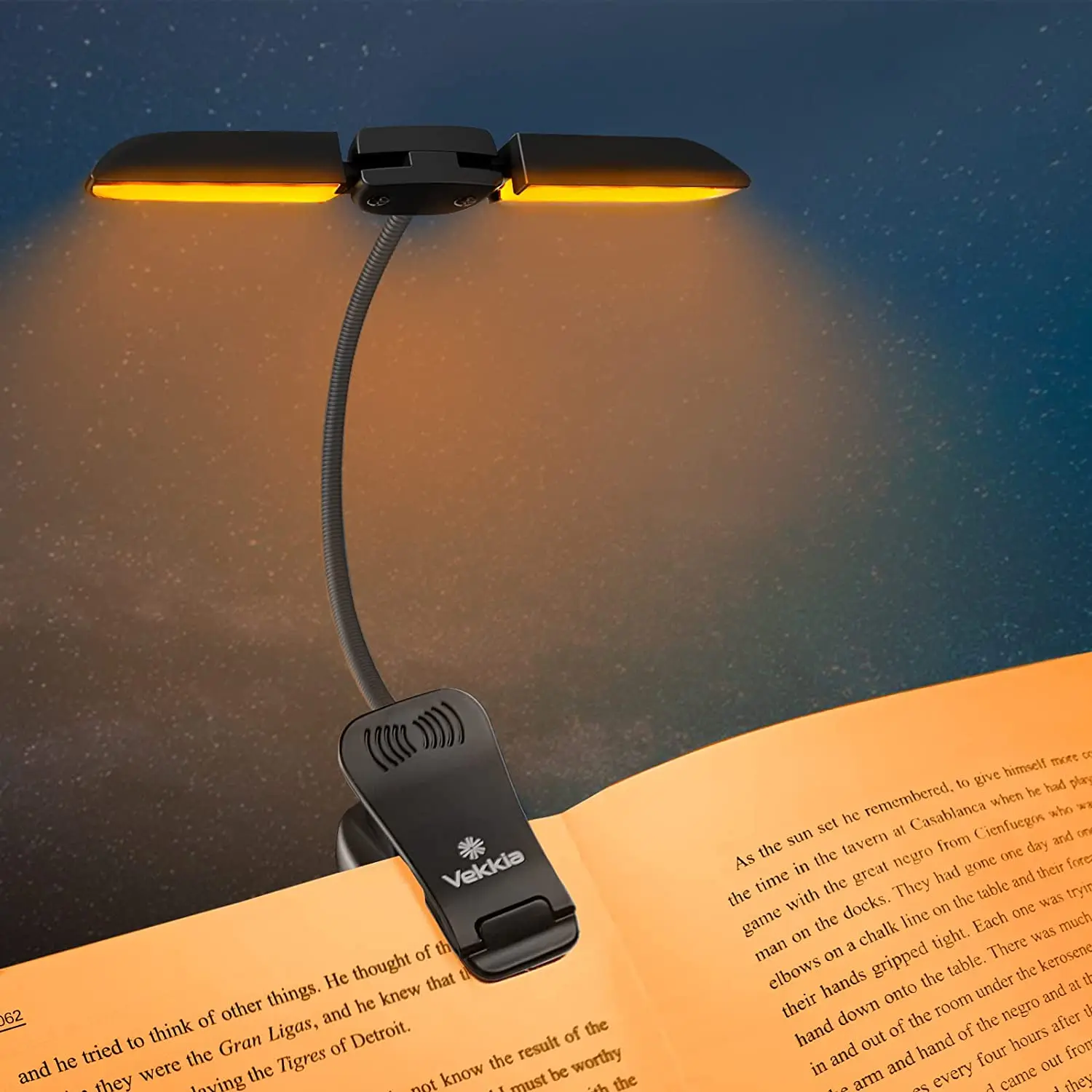 Rechargeable 14 LED Amber Book Lights for Bed Reading, 180° Adjustable Clip-On Light, Eye Care Reading Light Up to 80 Hours, 5 B