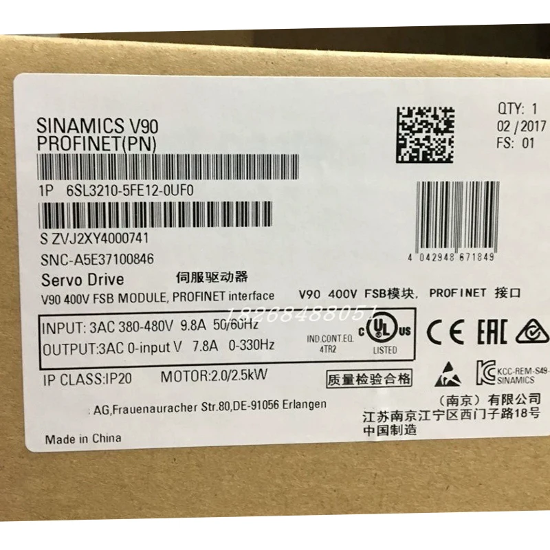 

Новая Оригинальная быстрая доставка 6SL3210-5FE12-0UF0