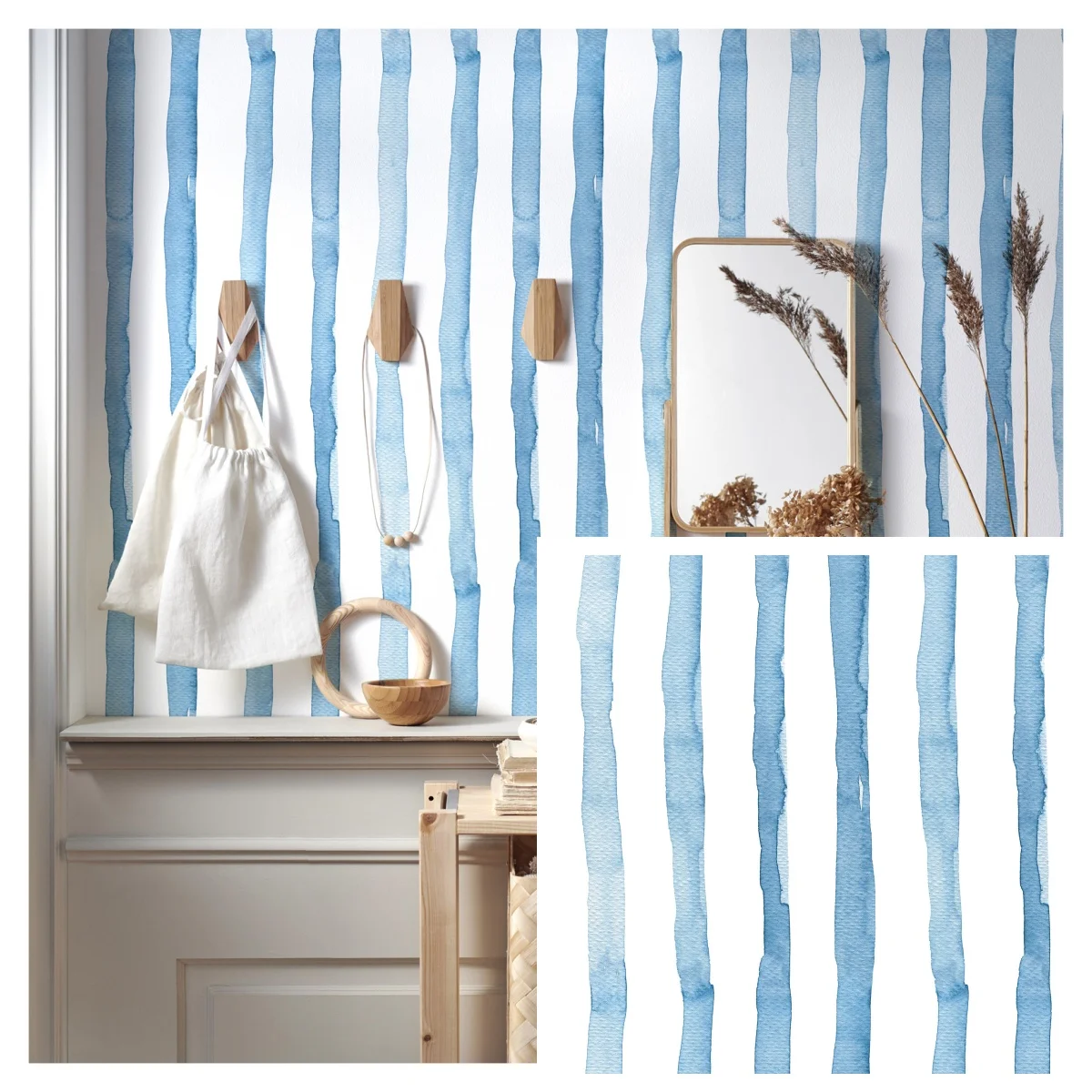 

Виниловые обои Meihodan в полоску синие/белые