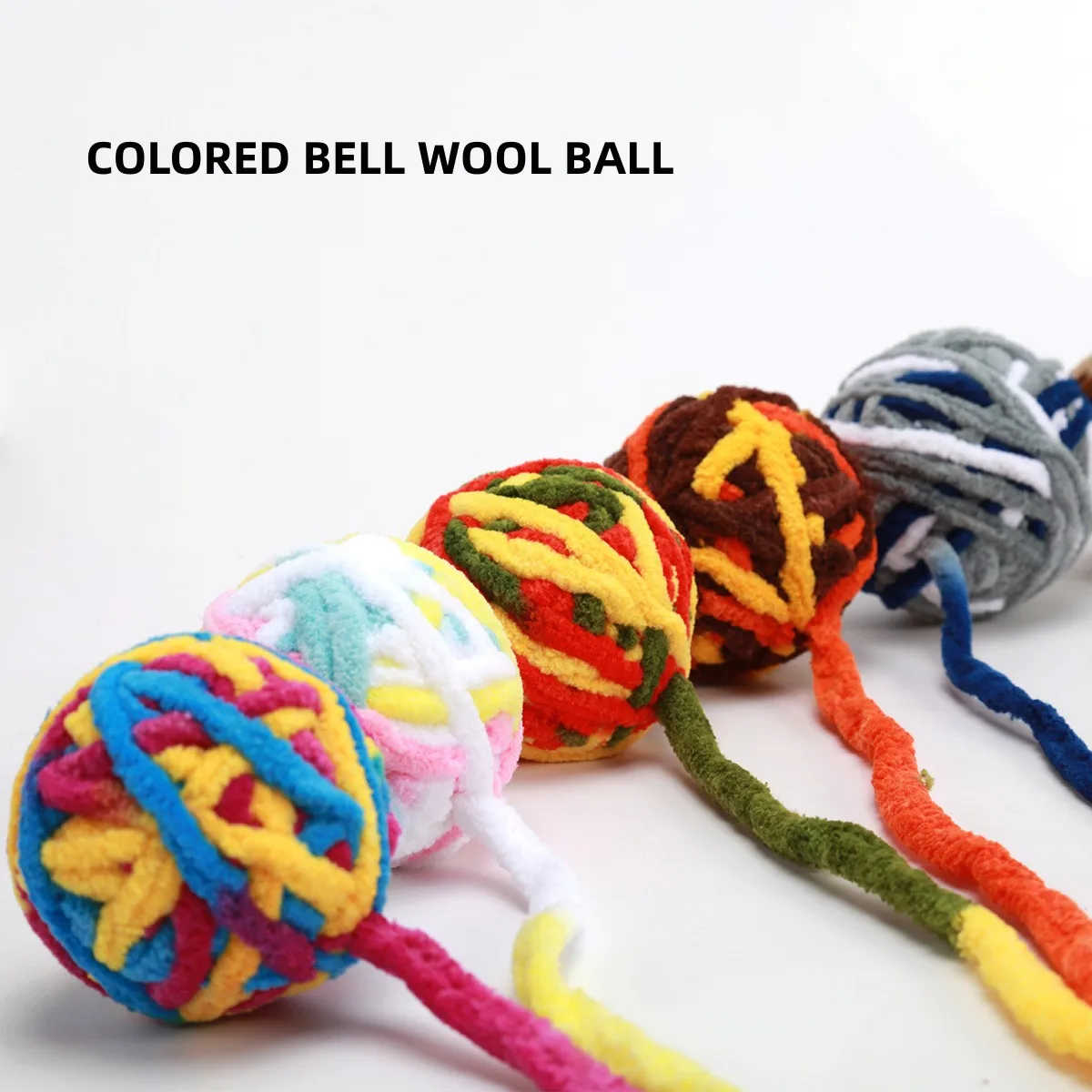 

Color Bell Wool Ball for Dog Cats Toy Bells Ball Knitting Wool Ball Cat Interactive Toys Pet Cat Supplies Relieve boredom Kitty