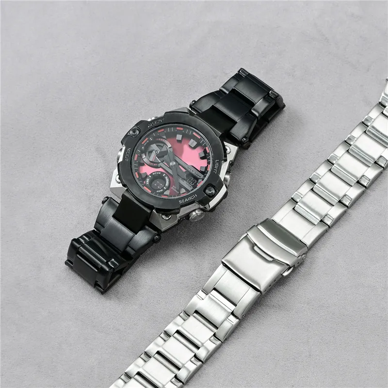 Фото Твердый ремешок из нержавеющей стали для Casio G-Shock серии GST-B400, металлический браслет для часов, мужской модифицированный быстросъемный браслет, аксессуары №4