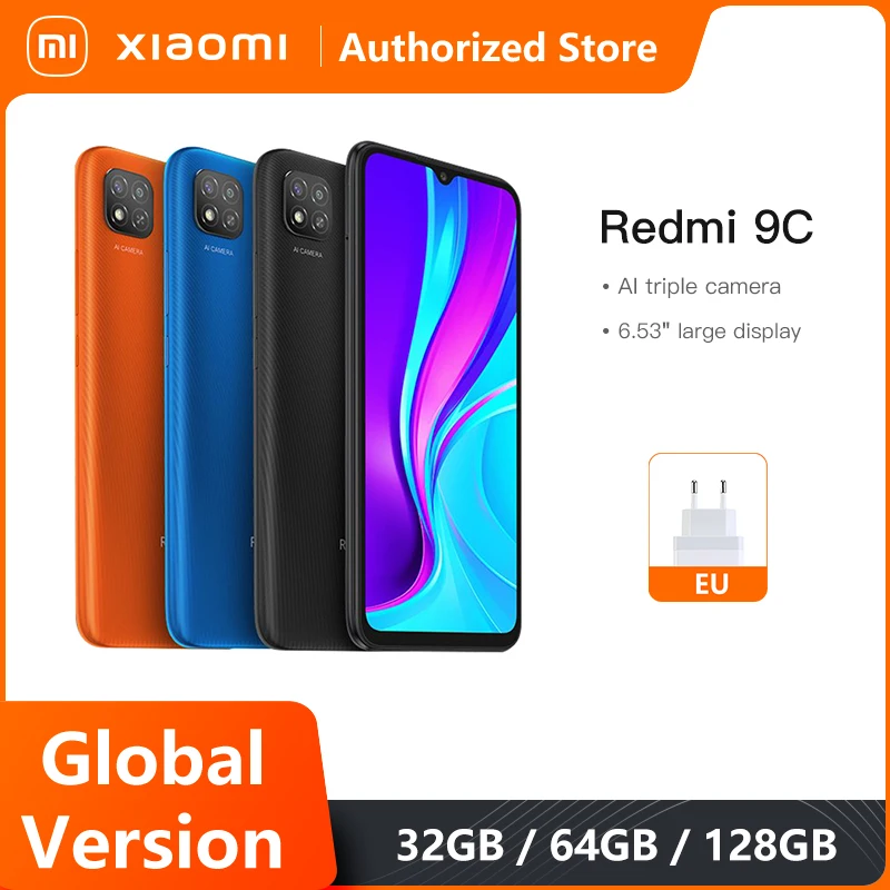 

Global Version Xiaomi Redmi 9C 32GB 64GB Smartphone 6.53 Inch 13MP Triple Camera 5000mAh MTK Helio G35 Octa Core 4G Mobile Phone