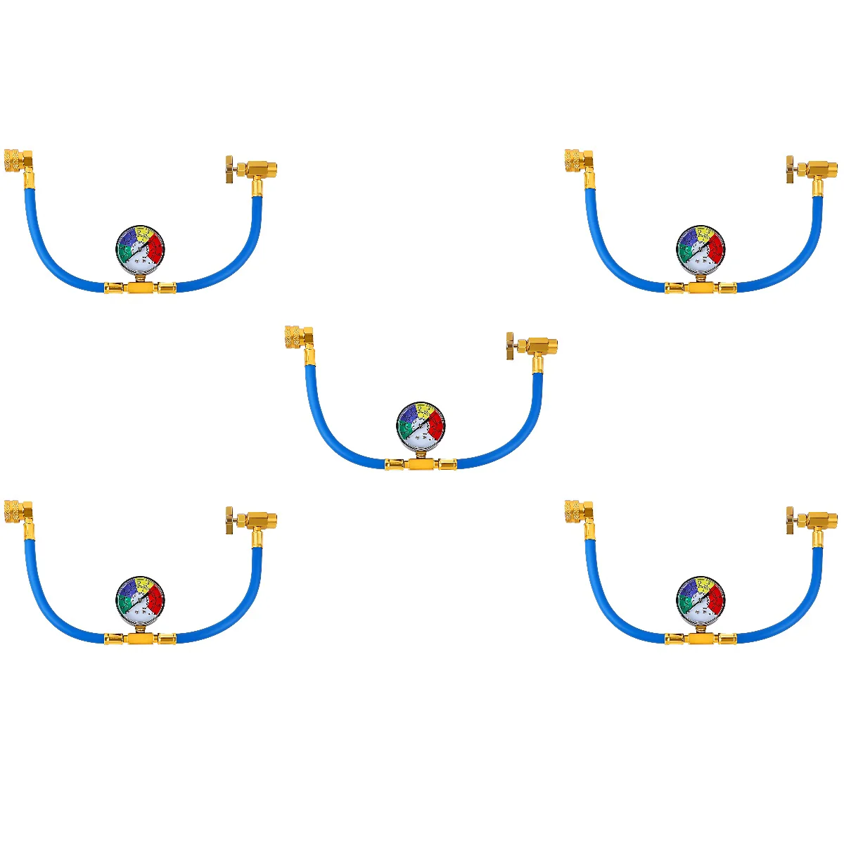 

5 pcs Refrigerant Recharge Pipe Air Conditioning Refrigerant Charging Hose with Gauge for Car (R134A)