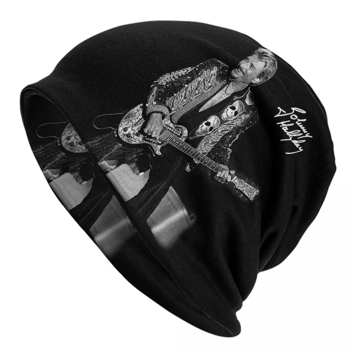 

Johnny Hallyday Beanie Cap Unisex Winter Bonnet Homme Knitted Hats Street Outdoor French Singer Rock Music Skullies Beanies Caps