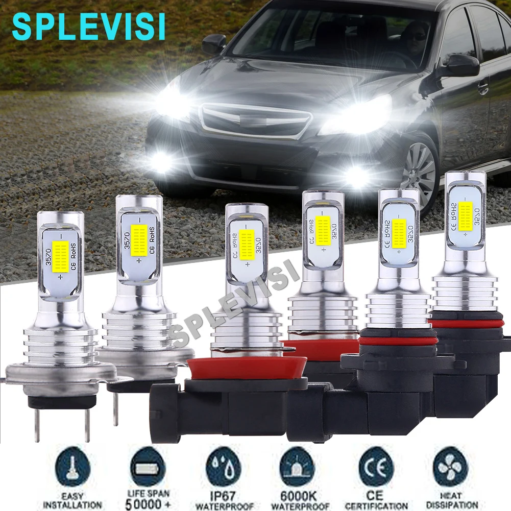 

LED Headlight Fog Light Hi Low Beam Bulbs HID White car light For Mitsubishi Outlander 2016-2017 Subaru Legacy Outback 2010-2012