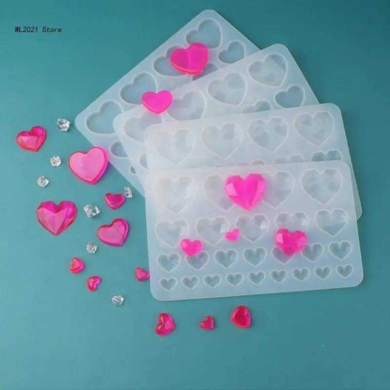 

2Pcs Diamonds Love Keychain Silicone Molds Heart Curtain Pendant Handmade Mold