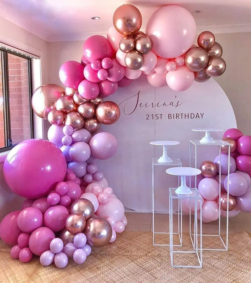 

Hot Pink Balloon Garland Arch Kit 145Pcs Rose Gold Balloons for Girl Birthday Wedding Party Balloons Decorations Baby Shower