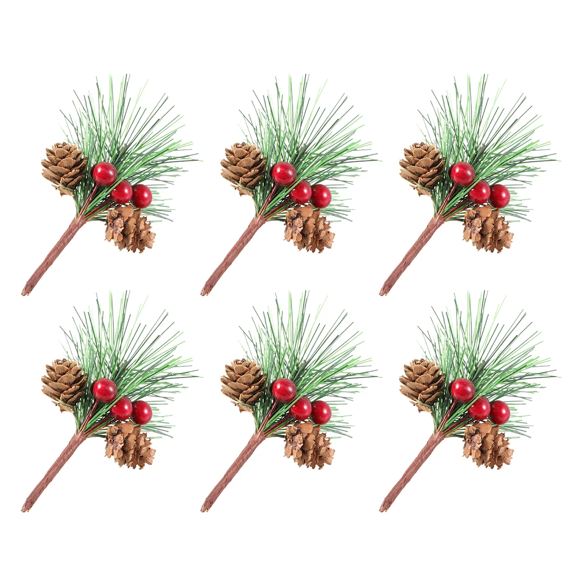 

20Pcs Artificial Plants Xmas Pine Picks Floral Stems Pine Stems Wreath Making Supplies Christmas Balls