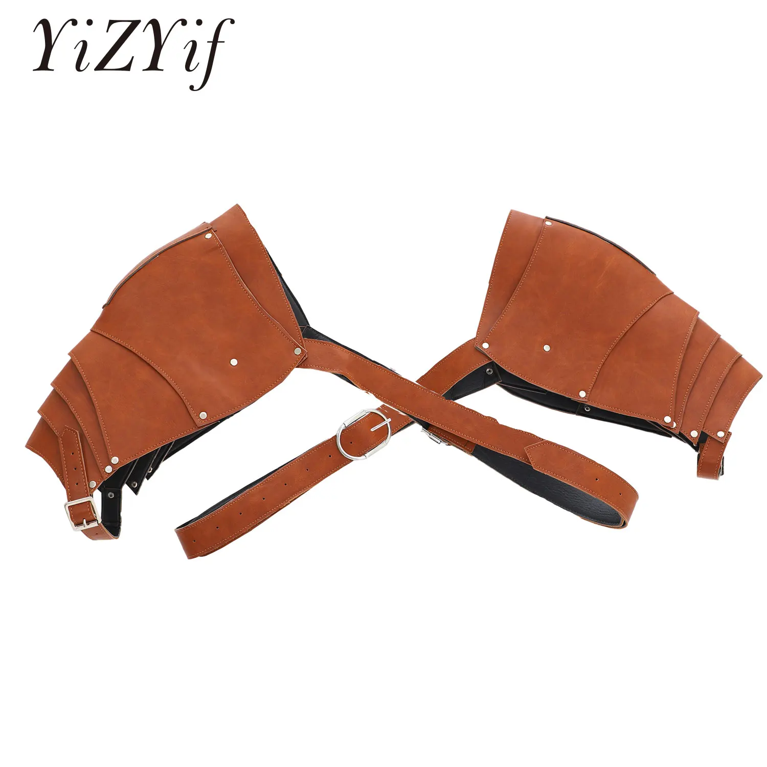 

Unisex Gothic Steampunk PU Single Shoulder Armors Arm Strap Adjustable Samurai Shoulder Armors Buckles Body Chest Harness Belt
