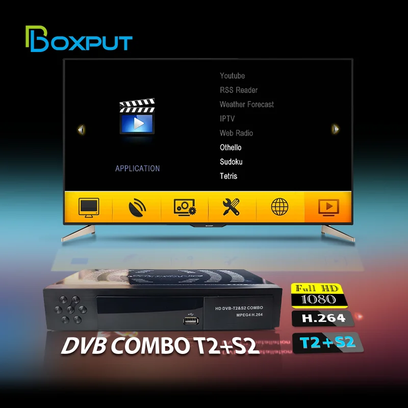 DVB T2 S2 Combo Satellite Pot WiFi dongle H.264 NewCamd m3u DVB-T2/T и DVB-S2/S поддержка iptv Smart Set-top Box |