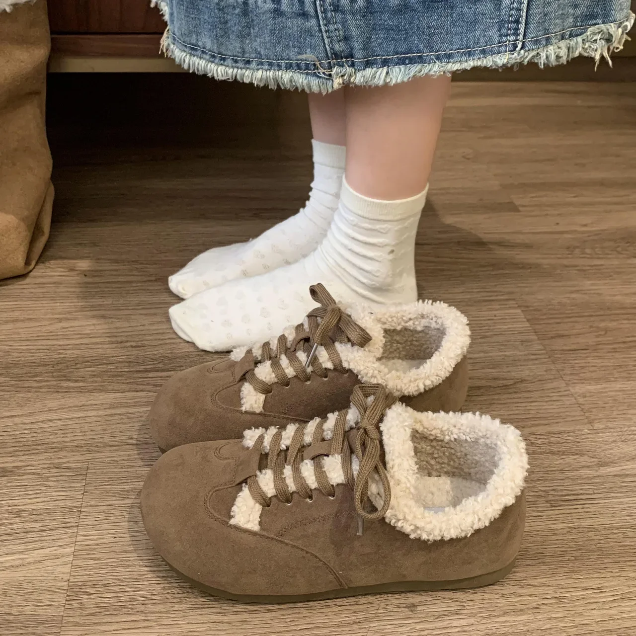 Женская обувь замшевые повседневные ботинки женские трендовые зимние 2025 года