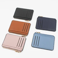 pu leather women men card holder unisex zipper business card case credit mini bank cards holder wallet ultra thin purse