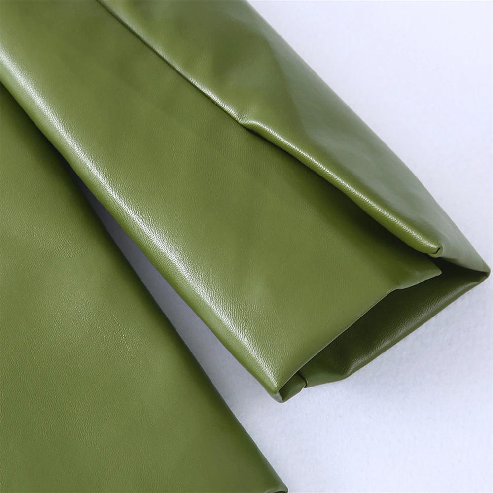 KEYANKETIAN  2022 spring and autumn new women's imitation leather jacket retro green single-breasted PU leather suit