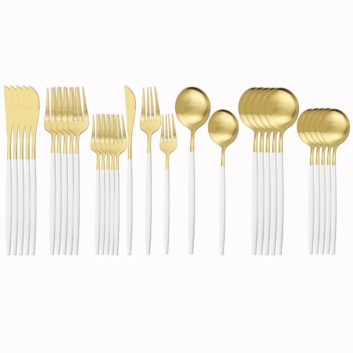 

Свадебный набор столовых приборов из белого золота, 30 шт., набор столовых приборов из нержавеющей стали, нож, десерт, вилка, ложка, столовые приборы