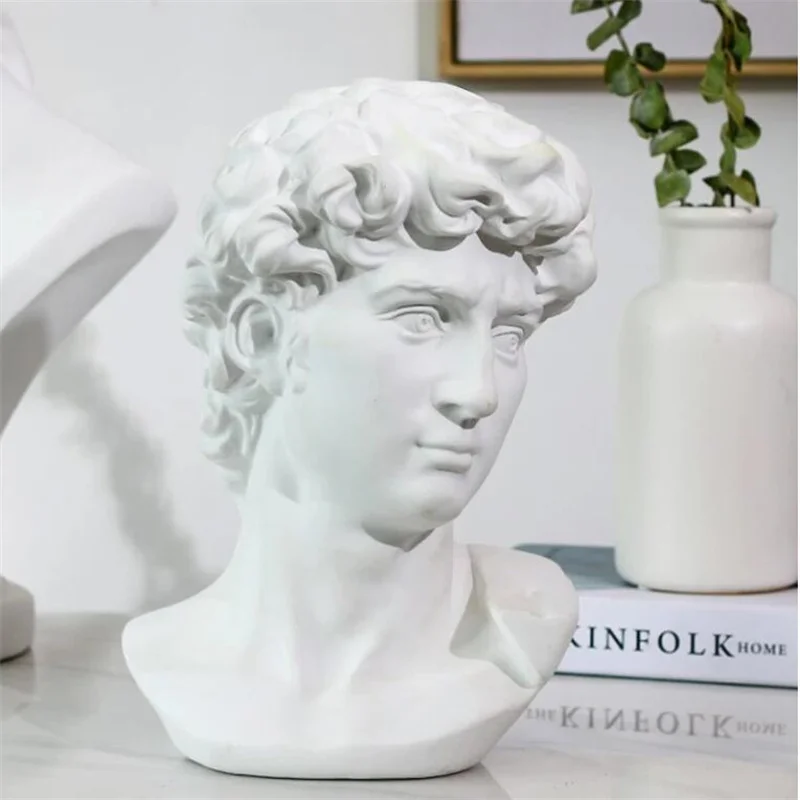 

15cm David Statue Head Portraits Mini Gypsum Michelangelo Home Decoration Resin Sculpture Art Craft Sketch Practice Room Decor