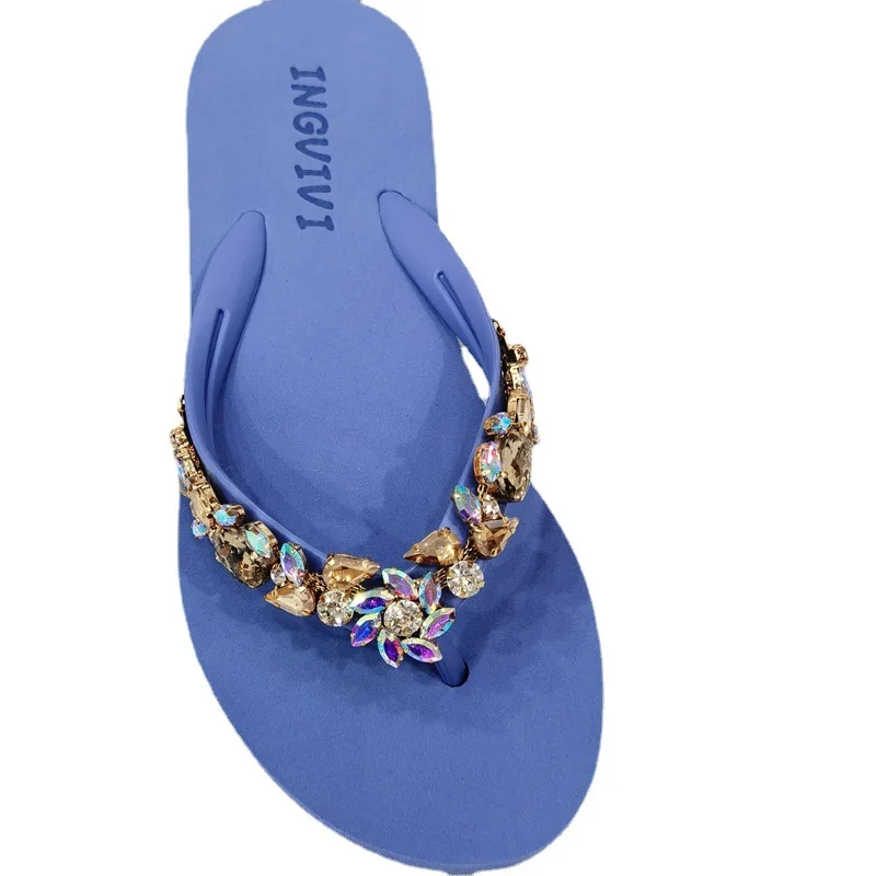 

2022 Glitter Slides Shoes Rubber Flip Flops Slippers Women Summer Low On A Wedge Shale Female Beach Jelly Hawaiian Flat Sabot