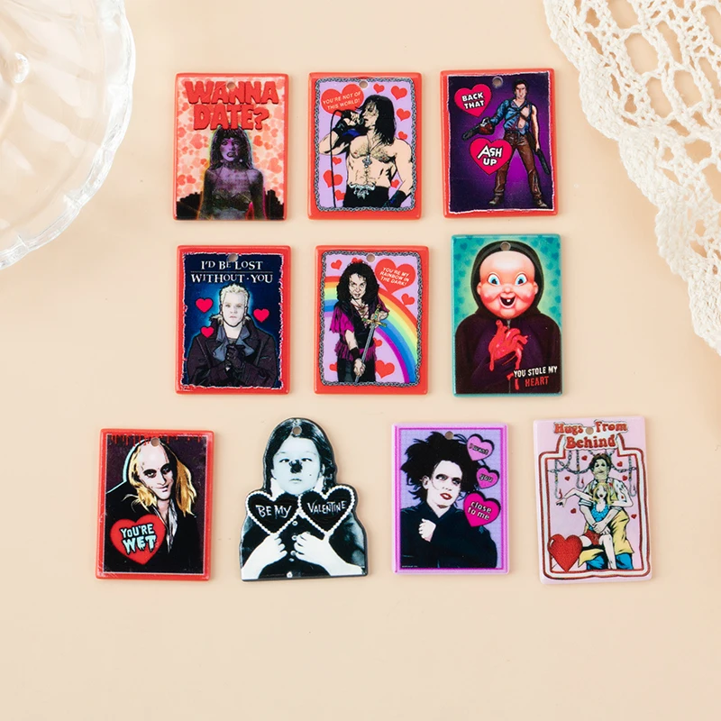 

10 шт. Подвески на Хэллоуин двусторонний принт акриловый креативный кулон для ожерелья Diy Makingg