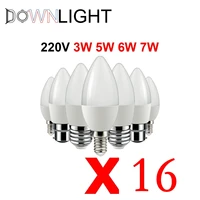 16pcs led candle bulb c37 3w 7w e14 e27 b22 ac220v 240v super bright warm white light for kitchen and living room