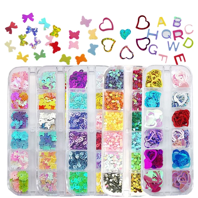 

1 коробка полые персиковые Твердые блестки падение клей смешанный с 12 цветов блестки порошок маникюр ногтей патч D0LC