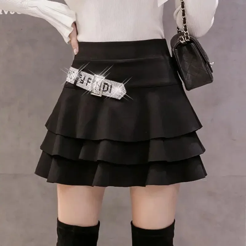 Юбка-трапеция Женская плиссированная с оборками и высокой талией