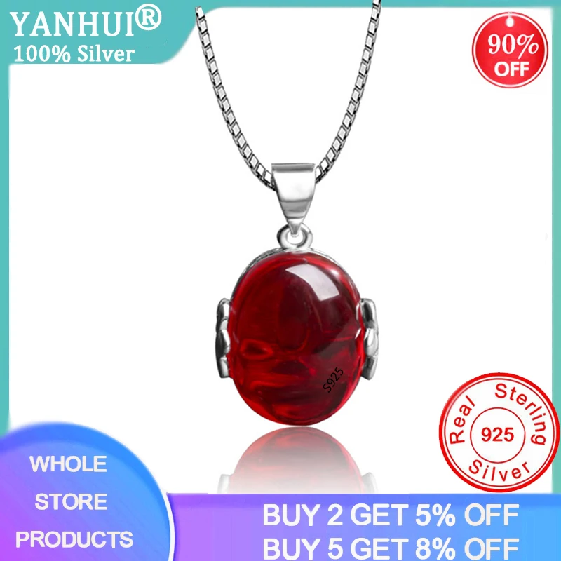 

YANHUI Luxury Ruby Pendant Necklace For Women Original Tibetan Silver Jewelry Corundum Jade Turquoise Collarbone Jewelry