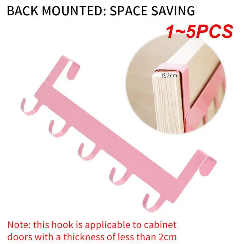 

1~5PCS Door Hooks Hook Over The Door 5 Hooks Home Bathroom Organizer Rack Clothes Coat Hat Towel Hanger New Bathroom Kitchen
