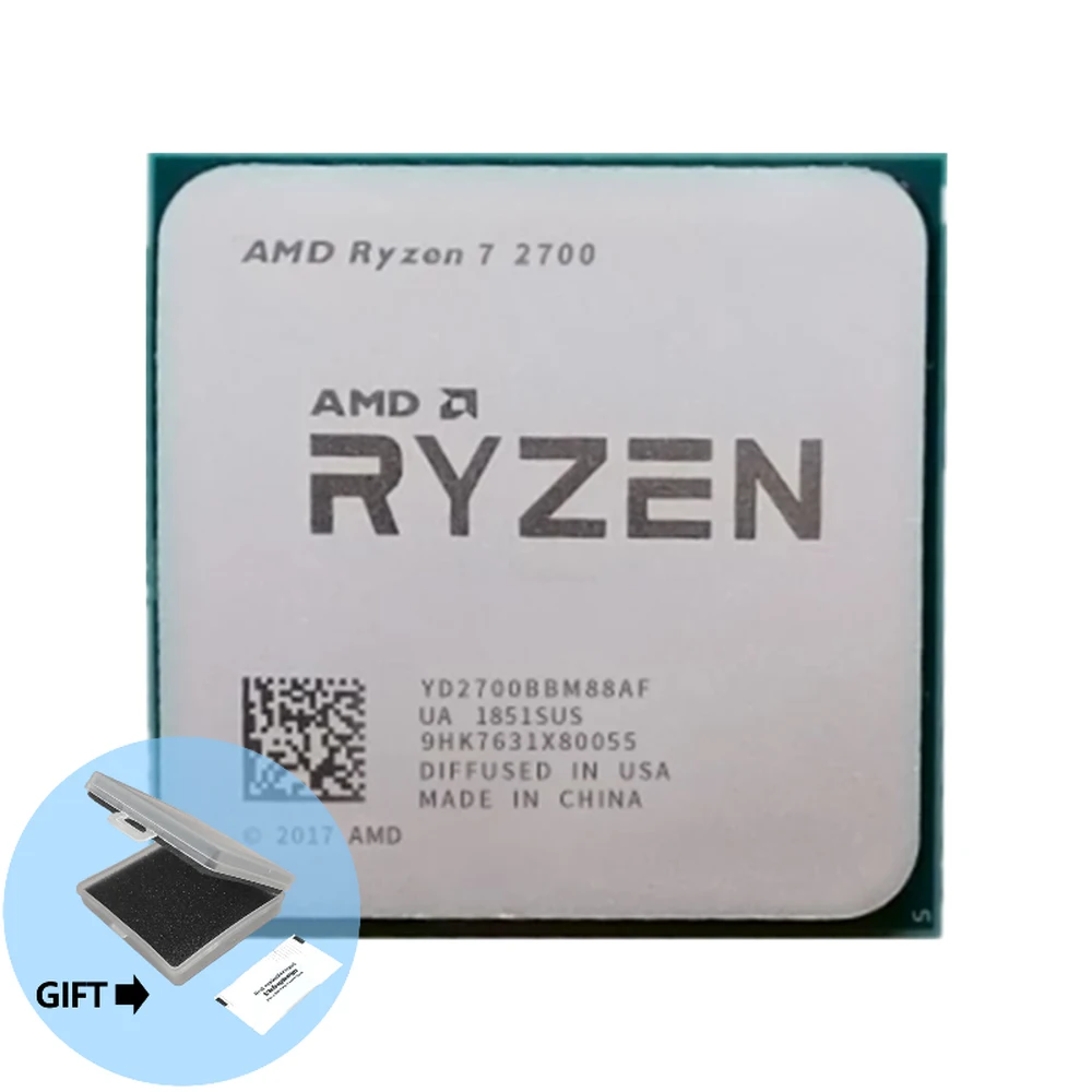 

AMD Ryzen 7 2700 R7 2700 3.2 GHz Eight-Core Sixteen-Thread 16M 65W CPU Processor YD2700BBM88AF Socket AM4