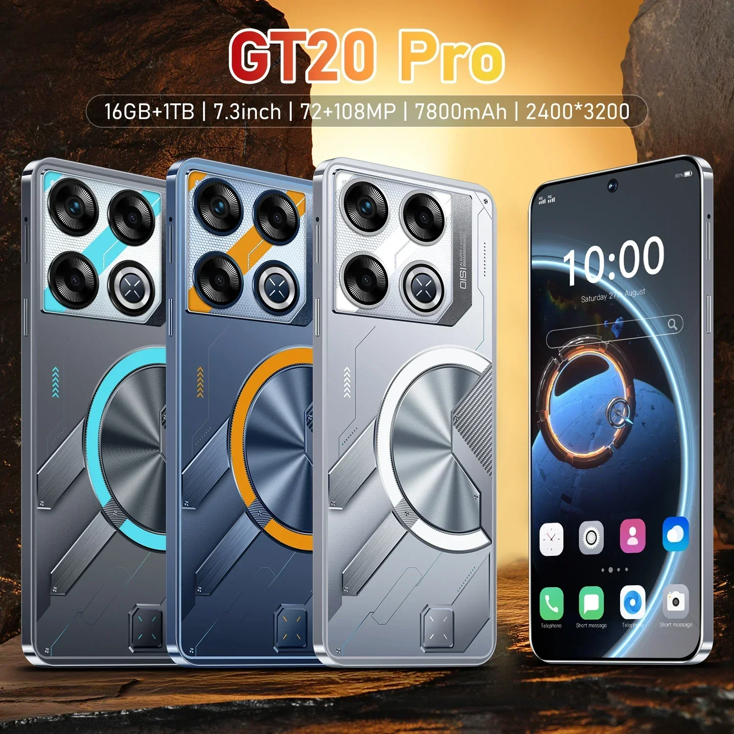 Новый смартфон GT20 Pro 7 3-дюймовый оригинальный мобильный телефон Android14 16 ГБ + 1 ТБ 7800