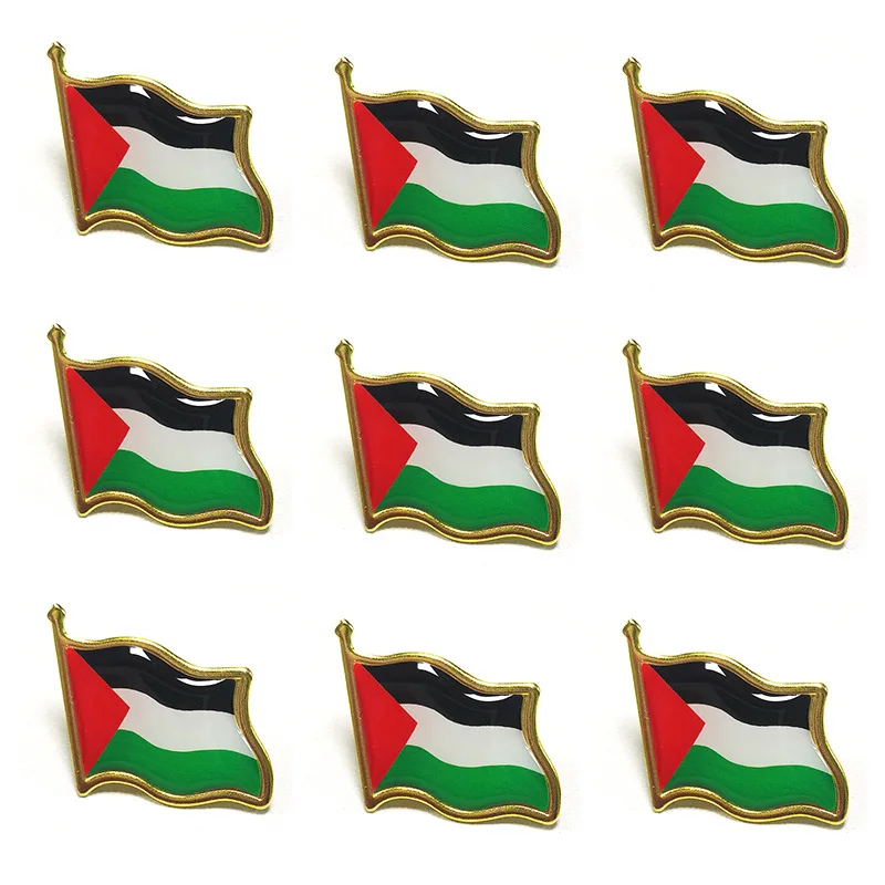 

10pcs Palestinian Flag Brooch Cross-Border Badges Metal High-End Feeling Brooch Clothing Accessories National Flag Needles