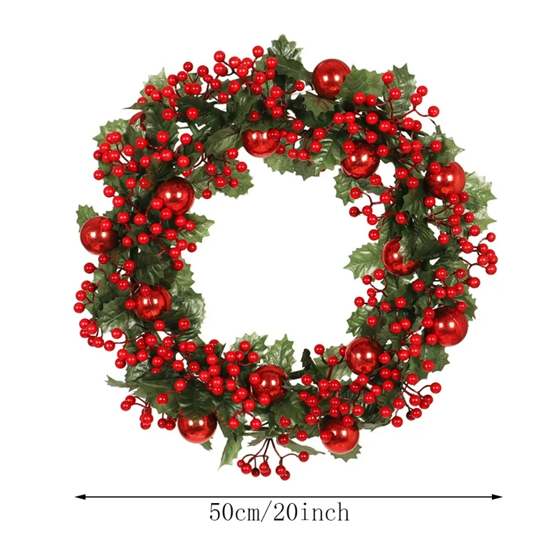 Artificial Christmas Ball Wreath With Berry Leaf For Front Door Wall Window Farmhouse Home Decoration | Дом и сад