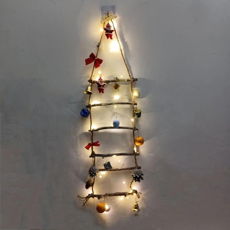Треугольная деревянная лестница для фотографий и украшения рождественской елки