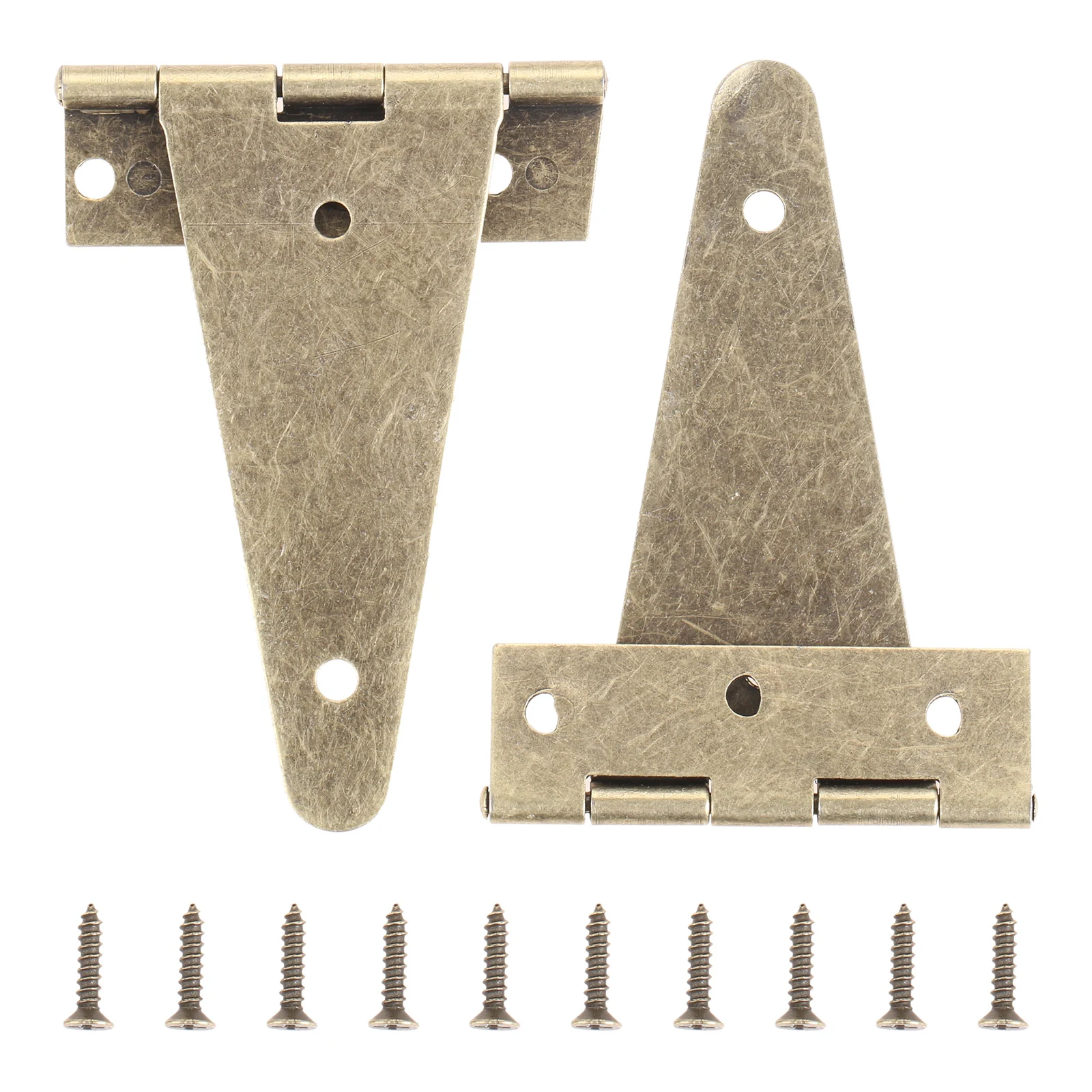 

DRELD 2 Pcs T Shape Decorative Hinge Heavy Duty Bronze Cabinet Shed Wooden Door Gate Hinges for Furniture Hardware with Screws