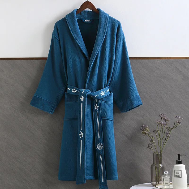 

Хлопковое верхнее полотенце, искусственный халат для мужчин и женщин, домашняя одежда для отеля, банные халаты, осенне-зимний плотный теплый мужской Халат