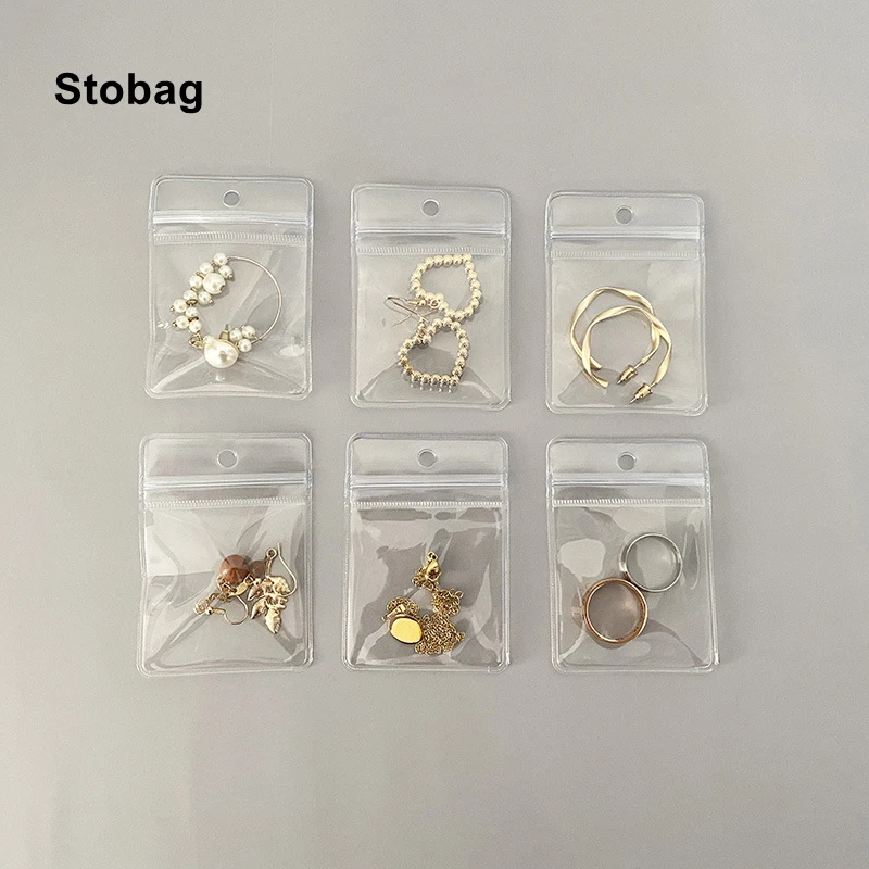 

StoBag, 50 шт., прозрачная сумка из ПВХ с замком-молнией