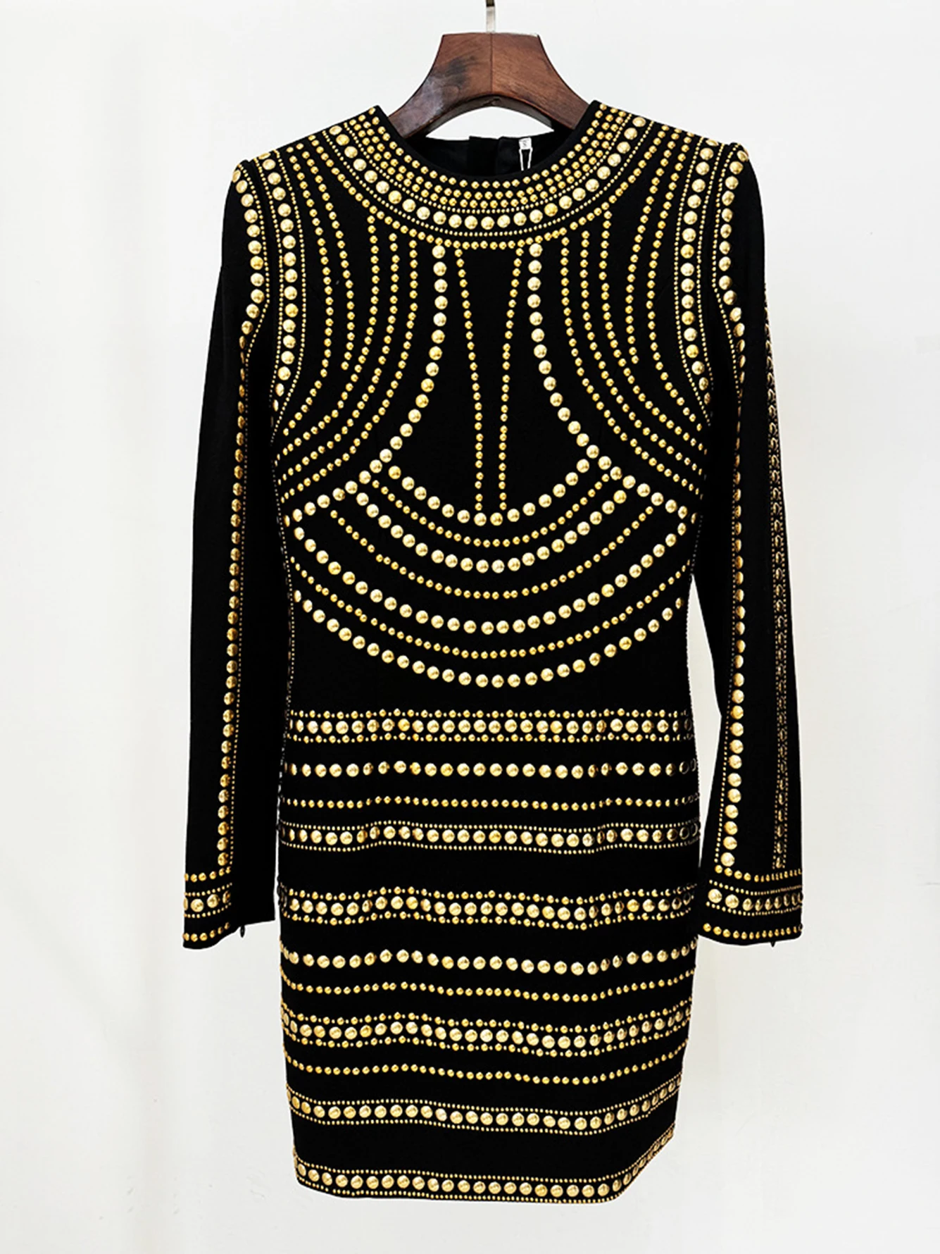 Высокое качество 2024 осенне-зимнее новое женское модное черное мини-платье