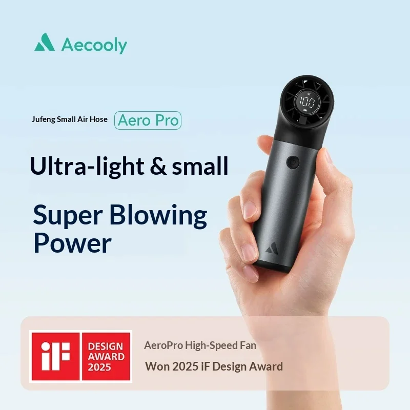 Фото Портативный вентилятор Aecooly Aero Pro, 7-ступенчатая регулировка скорости, портативный маленький вентилятор, длительное время работы от батареи 3500 мАч, легкий вес, подарок №2
