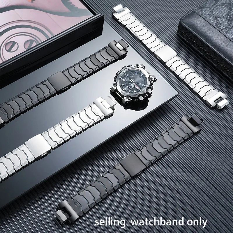 Фото Самодельный ремешок для часов Casio 5672, серия G-SHOCK MTG-B3000, усовершенствованный легкий ремешок из титанового сплава и силикона. №1