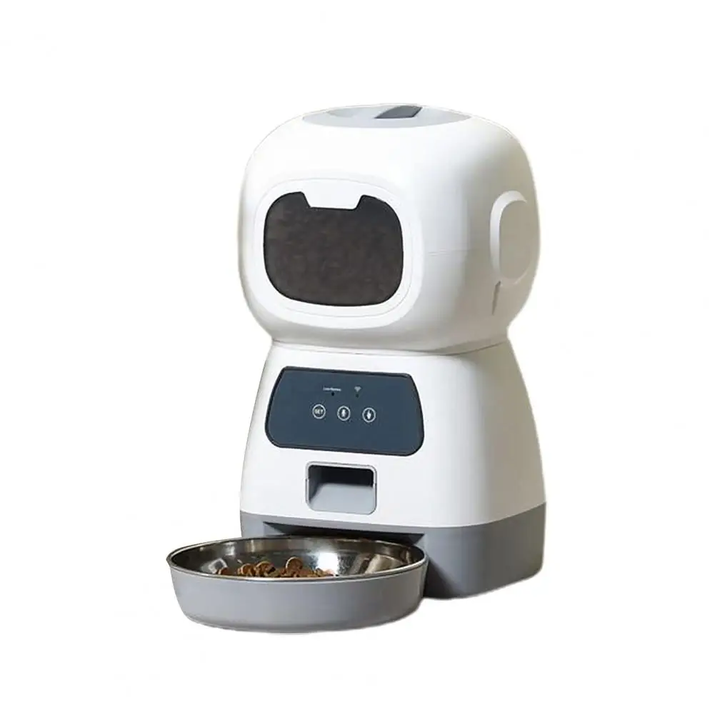 

Pet Food Feeder Useful Dual Power Supply with Metal Plate Pet Cat Dog Feeder Smart Dry Food Dispenser for Everyday Life