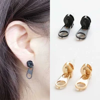fashion jewelry personality vintage punk zipper shape unusual studs earrings brief style for women mens cool funny accessory