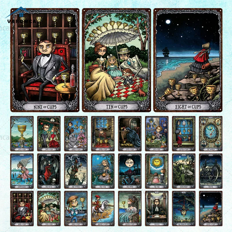

Металлические плакаты Tarot, табличка, винтажный домашний потертый жестяной знак, Женская настенная табличка для спальни, Декор