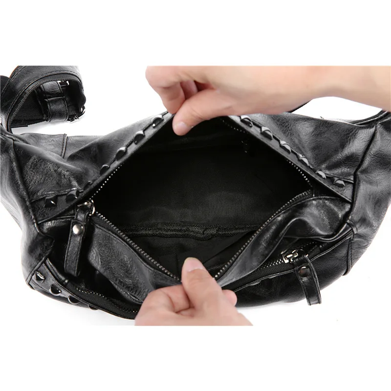 Fashion Rivet Chest Bag For Men Large Capacity Crossbody Bag Vintage Male Travel Shoulder Bag Daypack Sling Bag