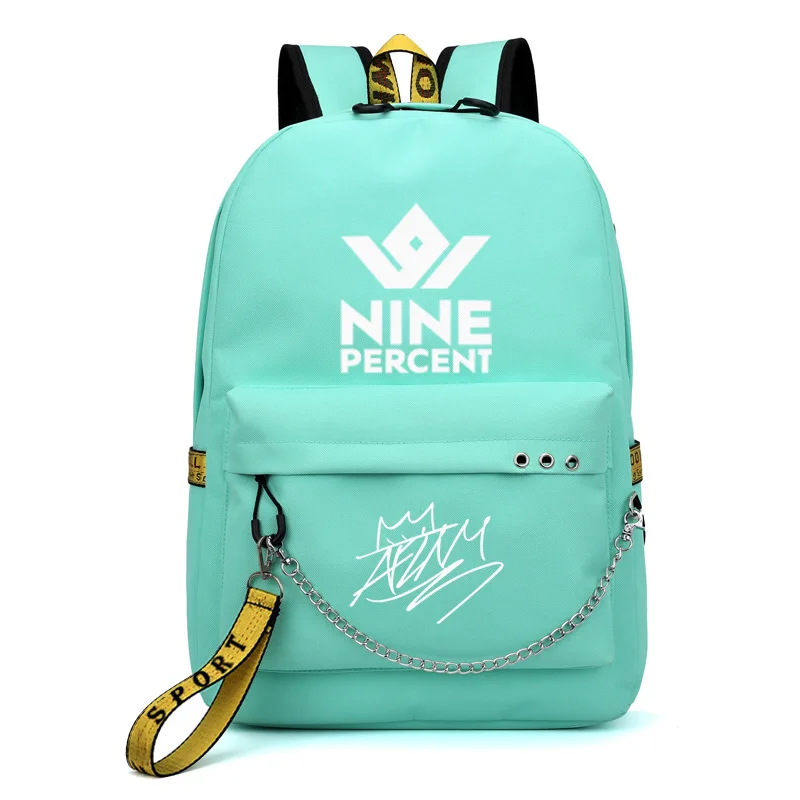 Nine Percent IKun Stars Fans USB Backpack School Bags Mochila Travel Laptop Chain Headphone Port