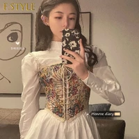f girls vintage casual white stand collar shirt dress women mini sexy floral embroidered camisole fashion elegant dress sets