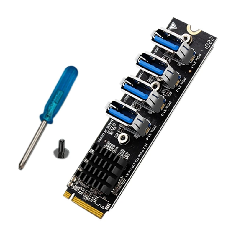 Карты расширения M.2 M-Key Pcie к Pci-E X1 4-портовый адаптер видеокарты USB3.0 Адаптер ASM1184E